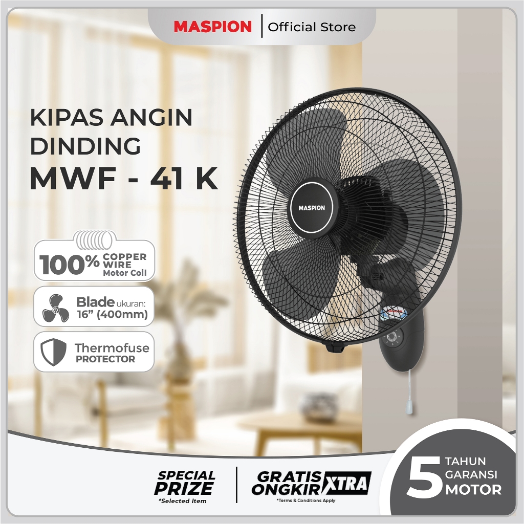 Maspion Wall Fan Kipas Angin Dinding 16 Inch MWF-41 K