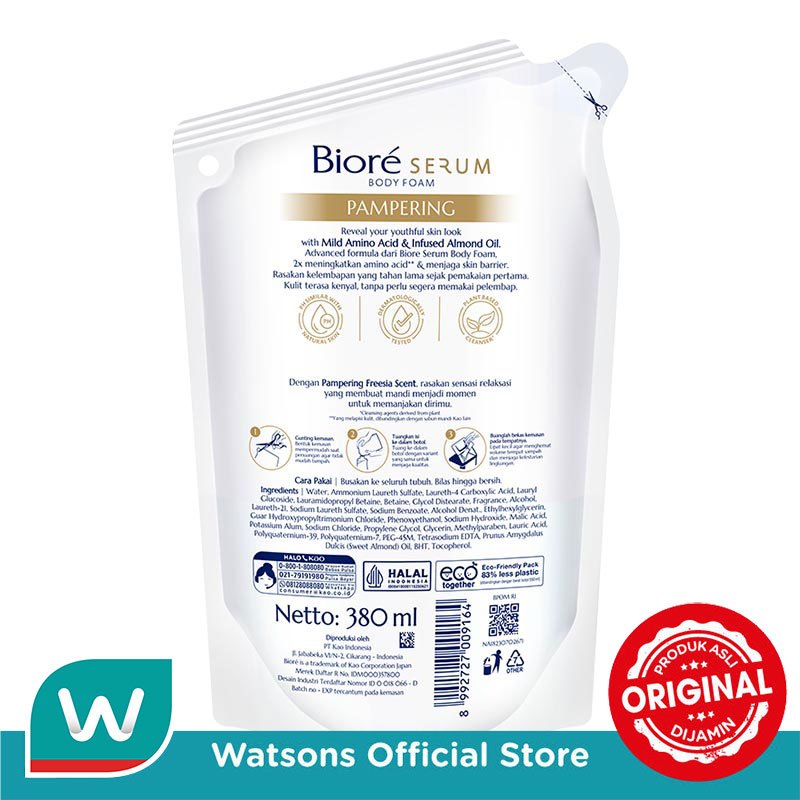 Biore Serum Sabun Mandi Cair Pampering Pouch 380ml - 2X Melembabkan Kulit Sejak Pemakaian Pertama - Gambar 2