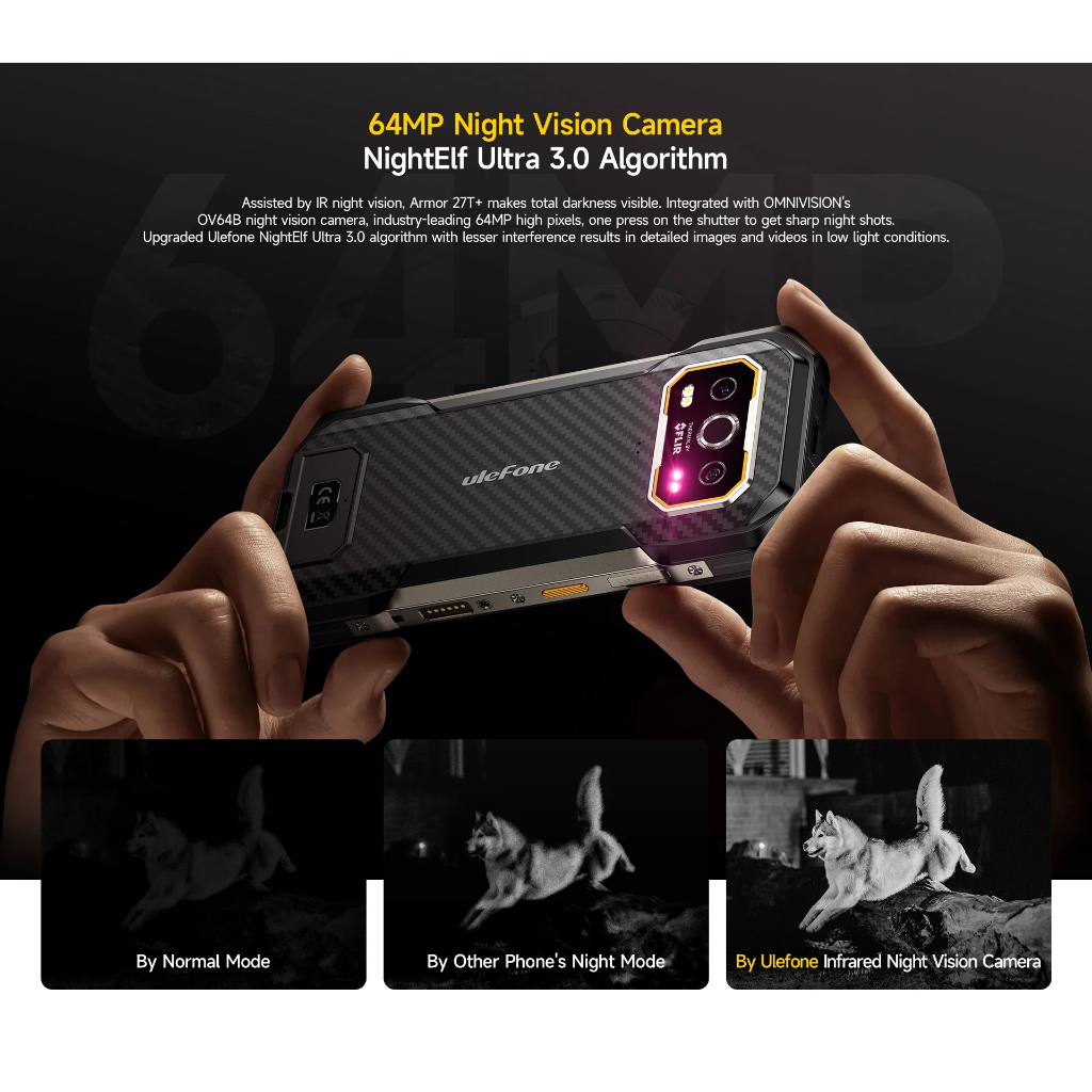 Ulefone Armor 27T Plus 6.78"LCD IPS 120HZ Helio G99 12GB 256GB 10600mAh 33W 50MP Main Thermal By Flir - Gambar 2