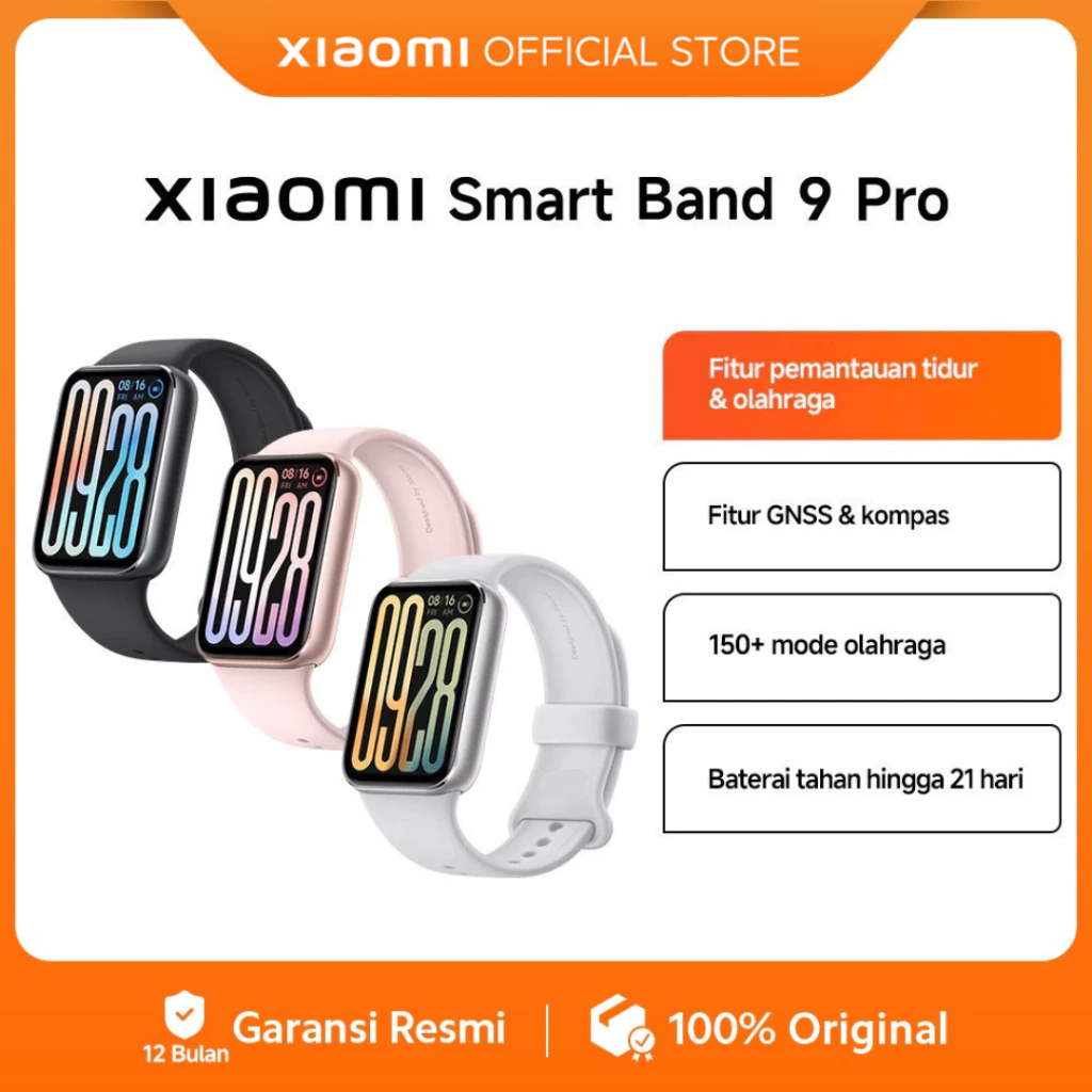 Xiaomi Smart Band 9 Pro / Bezel Tipis 1,74 / 150 Mode Olahraga / Pemantau Oksigen Darah & Detak Jantung / Frame Alloy Allumunium [Official Store]