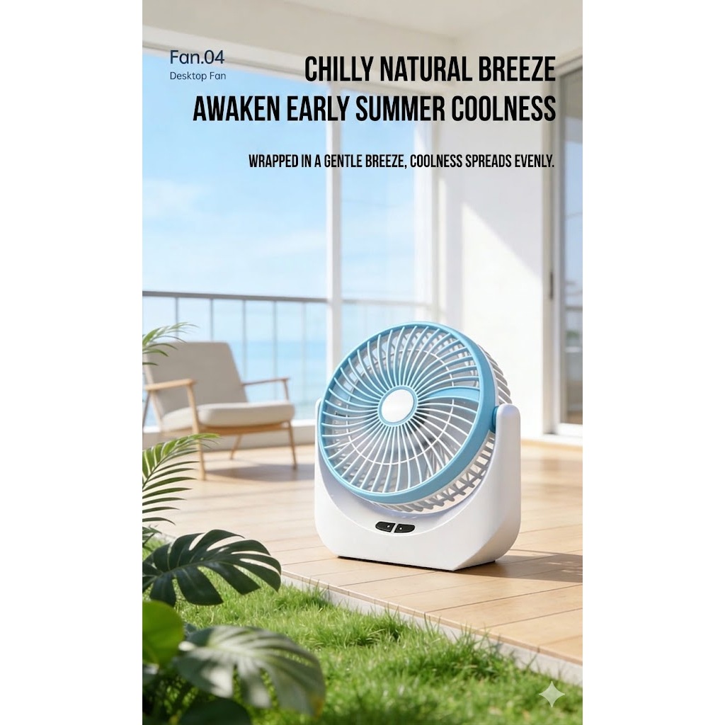 JY Super lithium rechargeable mini table fan with LED light - (JY-1880) Kipas Mini Meja Dingin Simple - Gambar 4