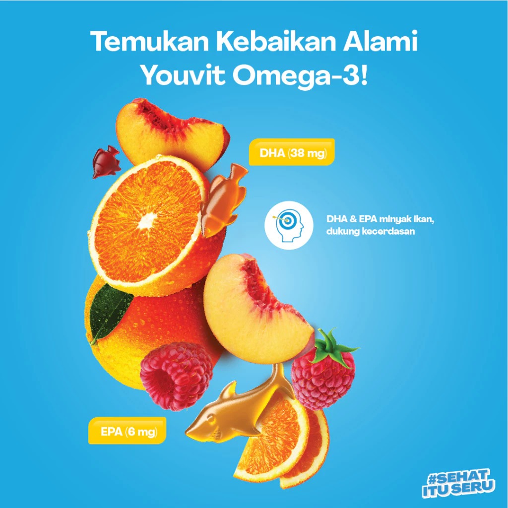 Vitamin Gummy Youvit Vitamin D Kids 30 Days + Omega 3 DHA EPA Minyak Ikan Kemasan 30 Hari / Smart Growth Bundle Dukung Kecerdasan Otak Anak dan Kesehatan Tulang Gigi - Gambar 4