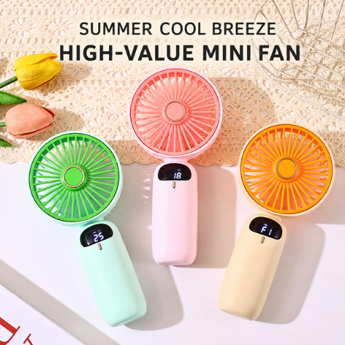 Kipas Angin Mini Stand Holder 5 Speed USB Type-C Kipas Mini Portable Handheld Fan Display LED - Gambar 4
