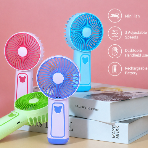 Kipas Mini Fan Portable Handled 3 Wind Speed Charging Cooling Usb Fan Electric Rechargeable Desk Fan - Gambar 4