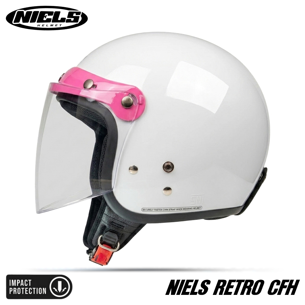 NIELS - Helm Bogo Retro CFH Dewasa Kaca Datar SNI Motorcycle - Gambar 2
