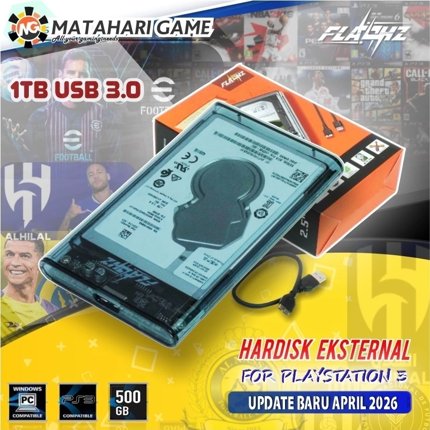 FLASHZ - Hardisk Eksternal PS3 HDD 500GB USB3.0 Support PS 3 CFW / MNCM