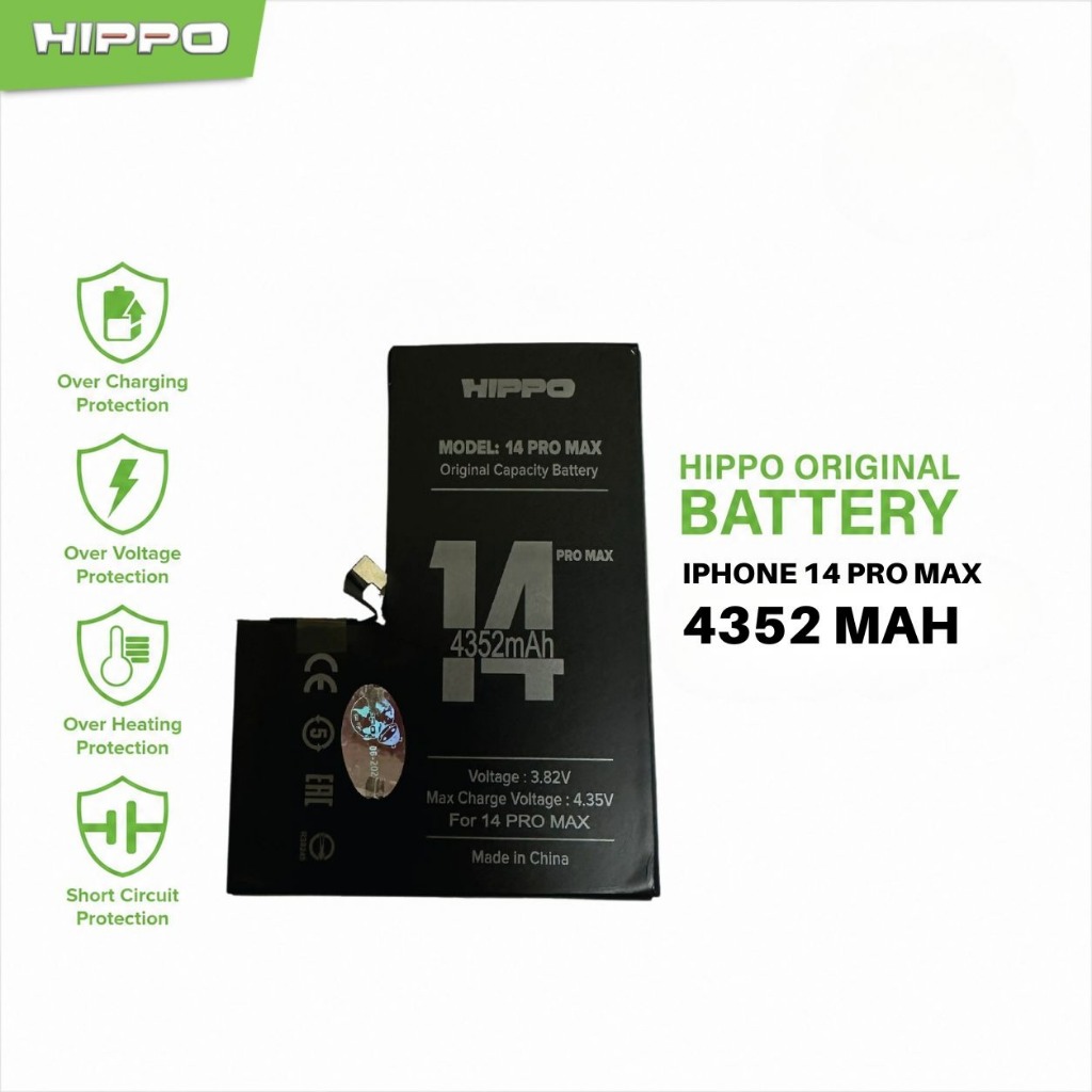 Hippo Baterai Iphone 14 Pro Max 4352mAh Battery Batere Batrai Batre Original Cell Garansi resmi
