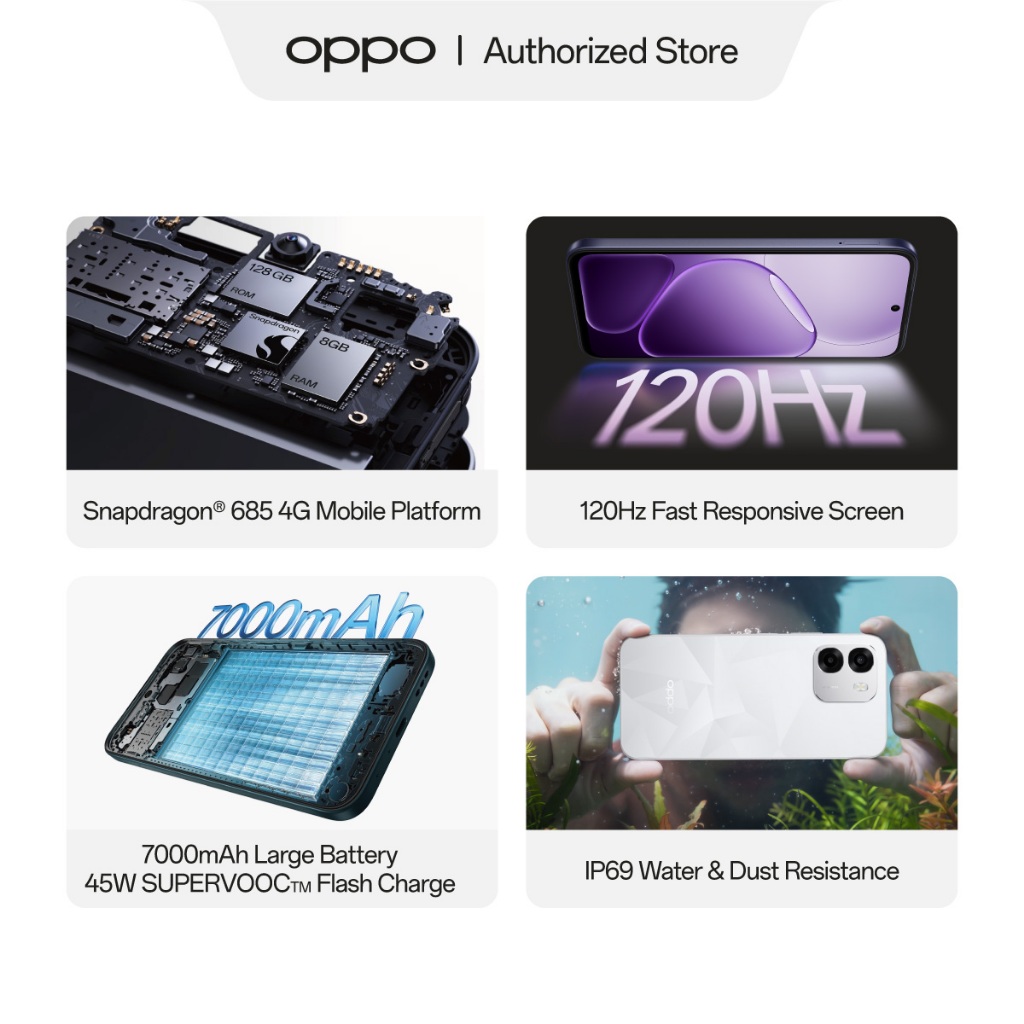 OPPO A6t Pro Online Exclusive 8GB+128GB [Snapdragon 685, 7000mAh Large Battery 45W SUPERVOOC, IP69 Water & Dust Resistance] - Gambar 2
