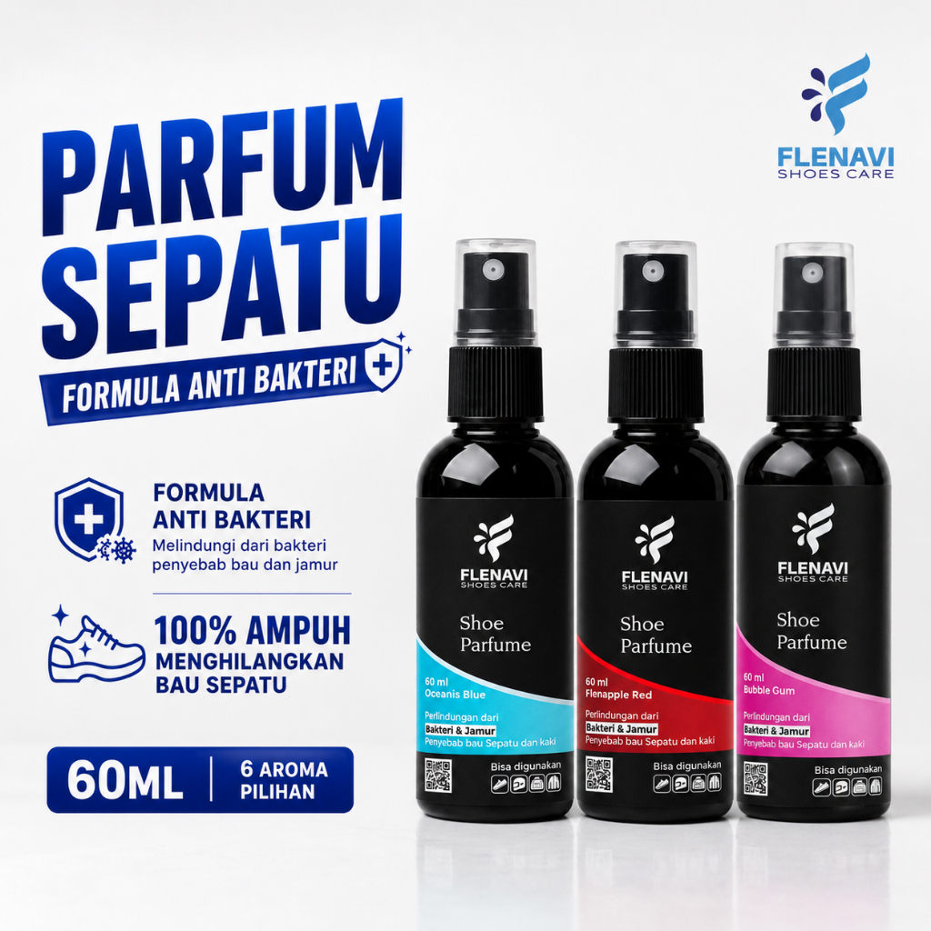 FLENAVI - Parfum Sepatu, Helm, Tas, Topi - Pengharum Sepatu Penghilang Bau Shoe Freshener 60ml