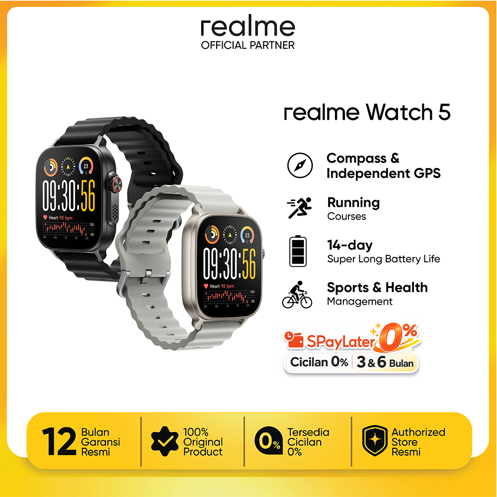 realme Watch 5 | Compass & Independent GPS | NFC | 460mAh 14-day Battery Life | Accurate Sports & Health | AMOLED 600nits | IP68 Water Resistant