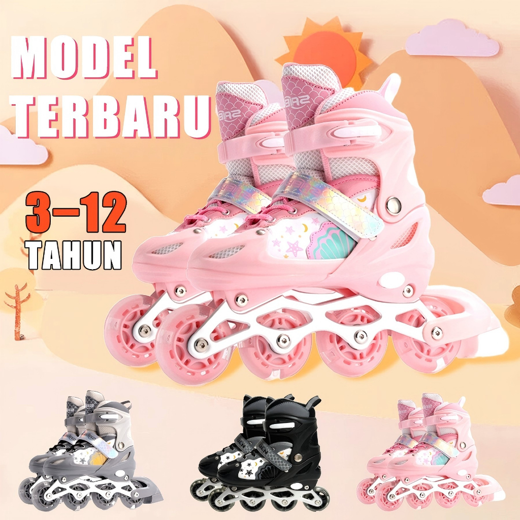 MATOUGUI sepatu roda dewasa/sepatu roda anak/lampu kedip/tidak licin/anti goyang/lnline skate/star/ukuran dapat disesuaikan/pu/gaya bajaj/mode skateboard - Gambar 2