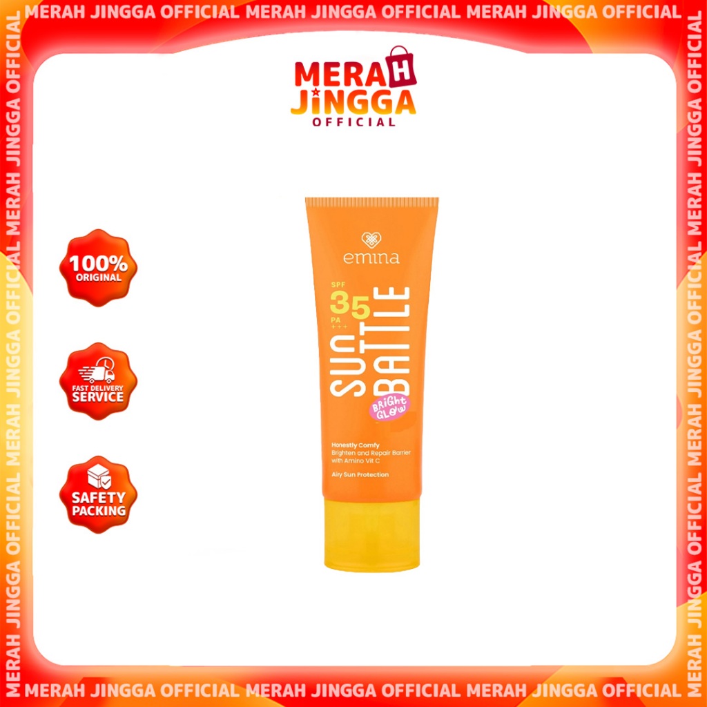 Emina Sun Battle Bright Glow SPF 35 PA+++ - Sunscreen Wajah / Merah Jingga Official