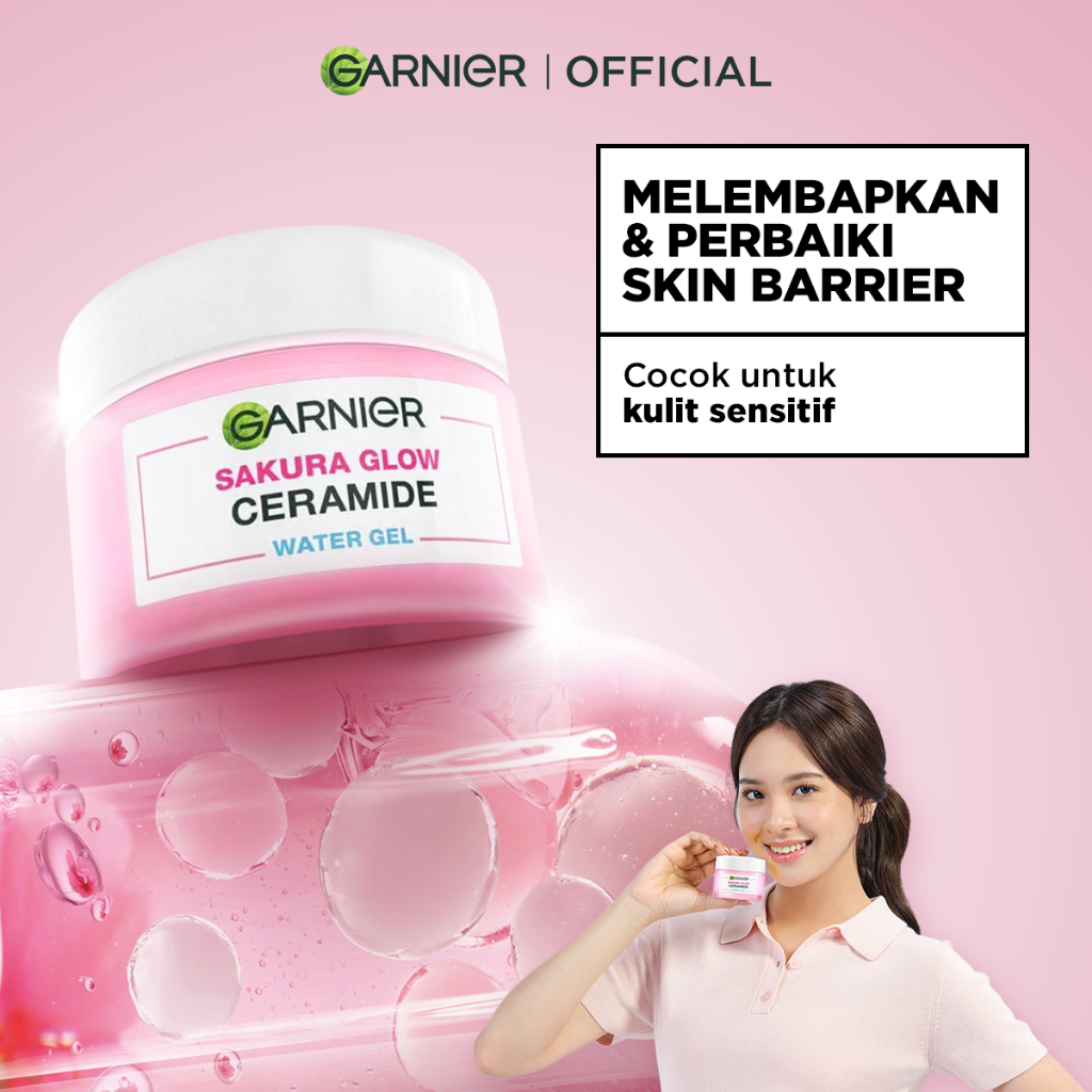 GARNIER Sakura Glow Ceramide Barrier Moisturizer Gel 50ml Skincare Water Gel Pelembab Ringan mencerahkan tone up pelembab wajah cream pemutih wajah glowing cepat