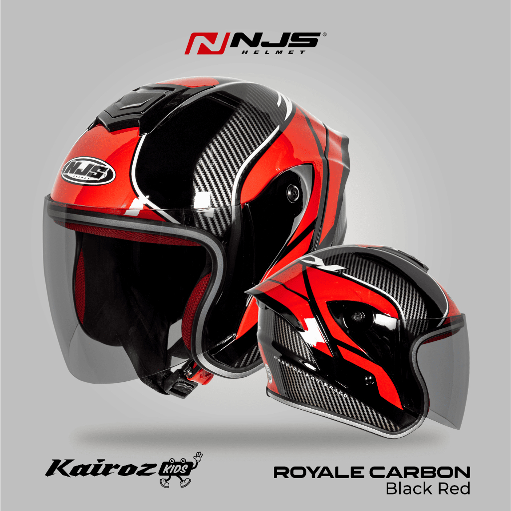 NJS Kairoz Kids Royale Carbon (FREE Mainan Anak) - Helm Anak Half Face / Helm Anak / Kairoz Anak / Helm Anak Motif / Kairoz Anak Motif / NJS ORI / SNI