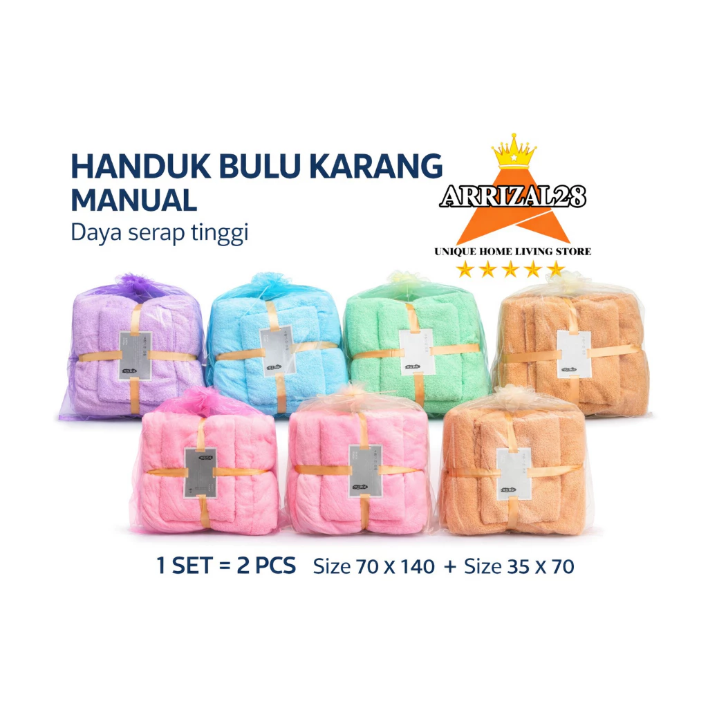 HANDUK MANDI HAMPERS POLOS SET 2IN1