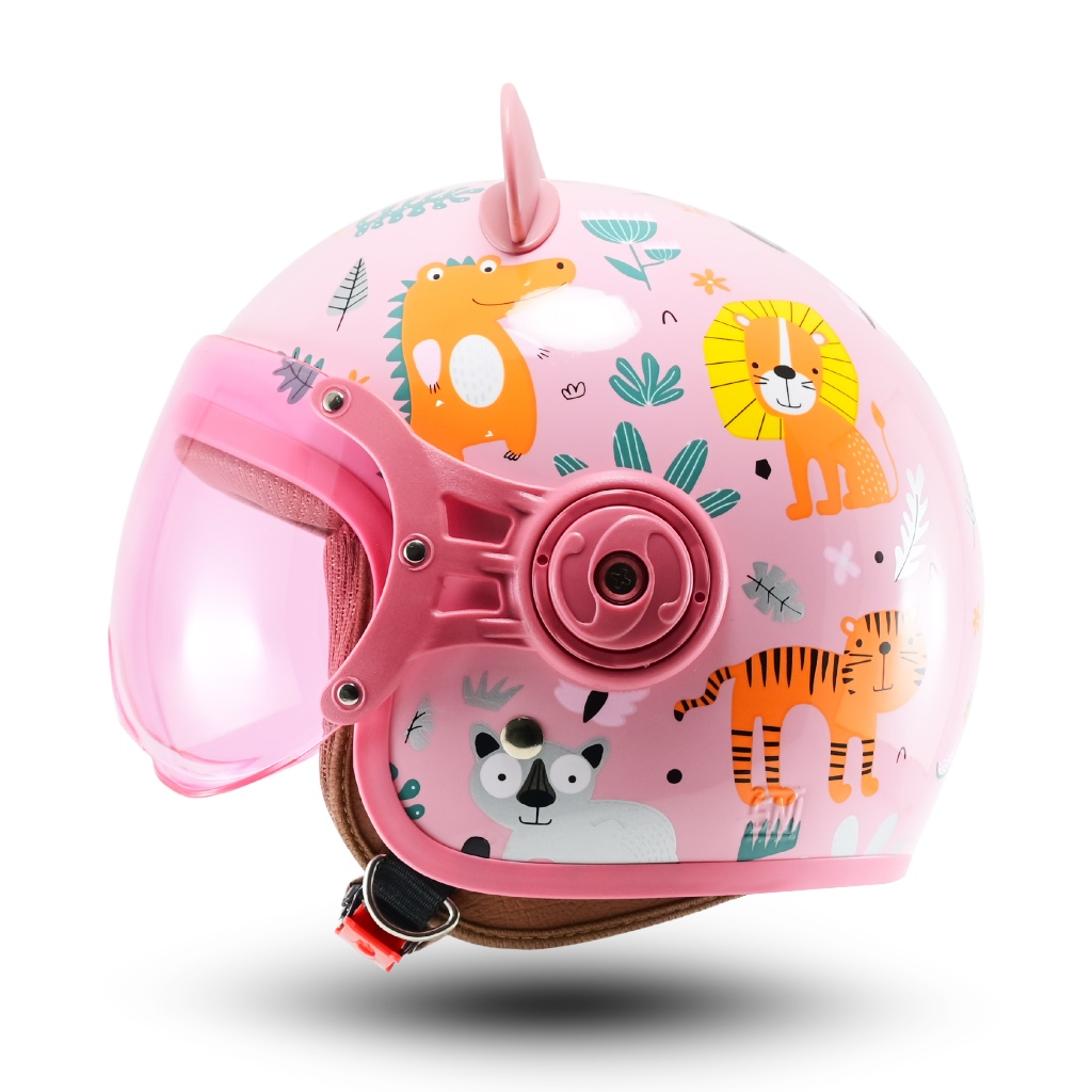 Helm Anak Lucu Bogo Retro BIP PLAST Bagus Karakter Dino Biru SNI - Gambar 2
