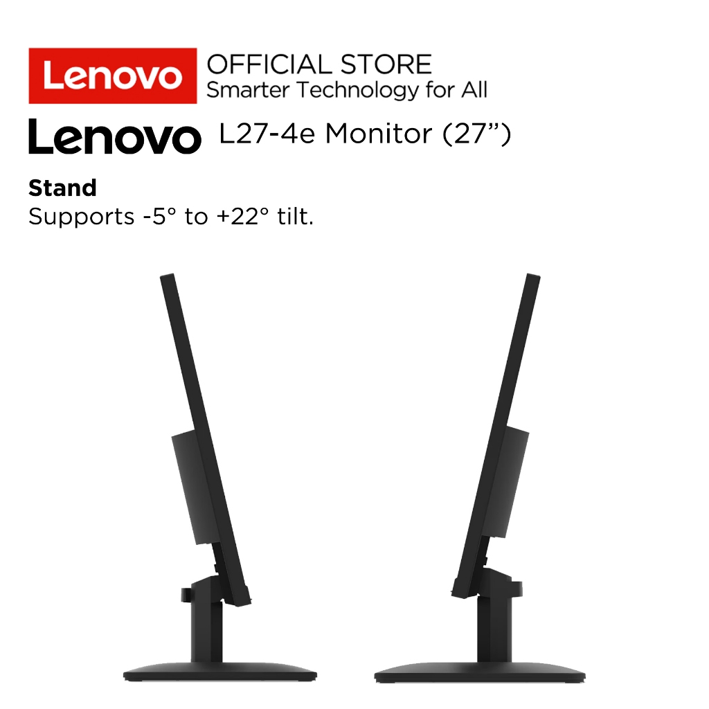 Lenovo Monitor L27-4e C1WW 27" FHD IPS 3-side NearEdgeless WLED 100Hz 99% sRGB Antiglare Stand Tilt VESA Mount HDMI VGA Monitor 27inch 68CDKAC1WW Raven Black Garansi Resmi Lenovo Indonesia 3 Tahun - Gambar 4