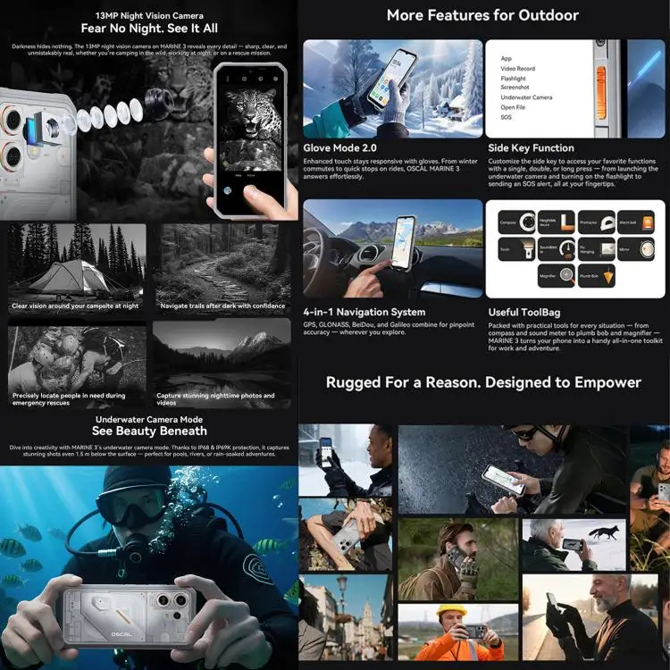 Blackview Oscal Marine 3 6.56''LCD IPS 90HZ Helio G81 5000mAh 18W 13MP Night Vision - Gambar 2