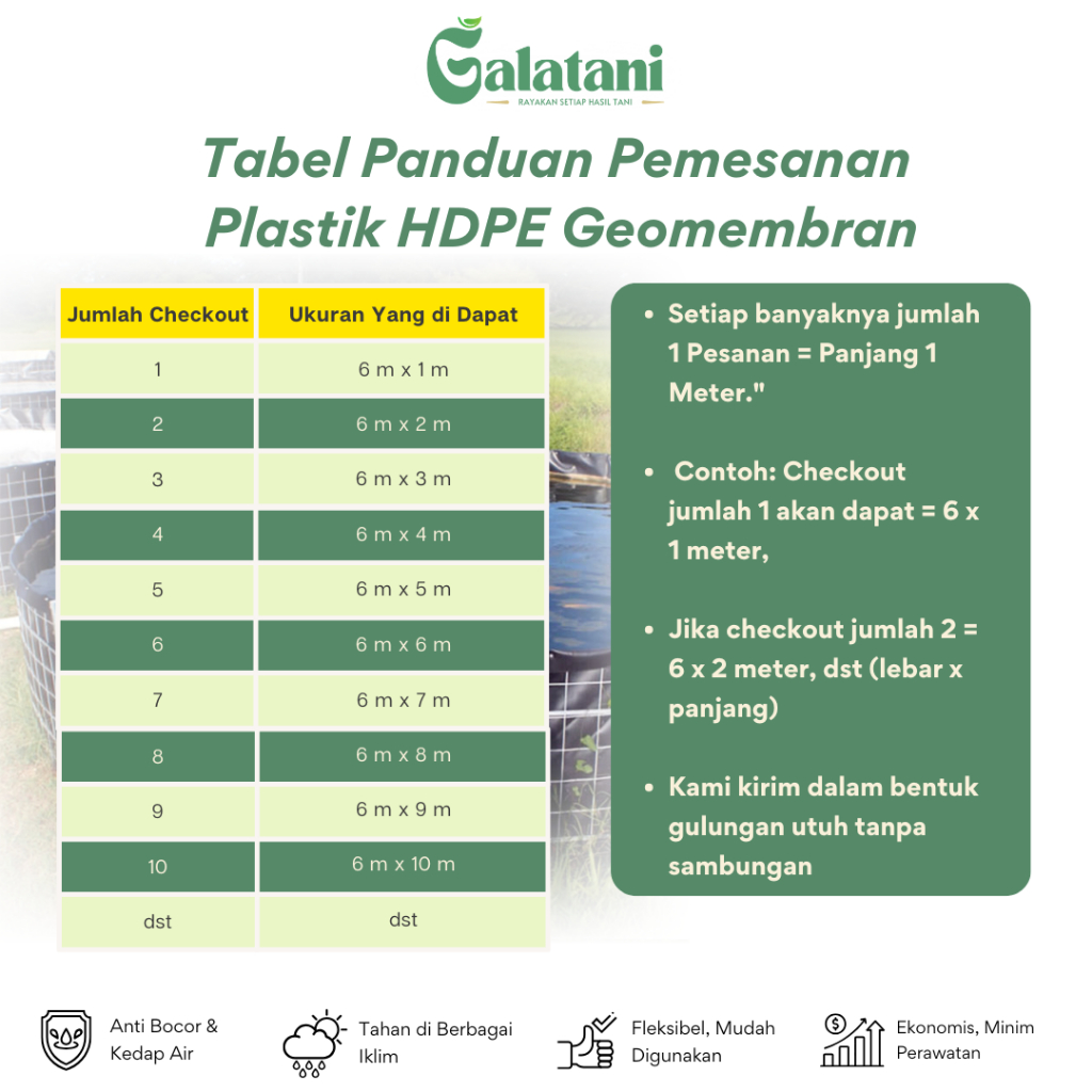 Plastik HDPE Geomembrane Lebar 6 Meter Tebal 300 Mikron 500 Mikron - Gambar 2