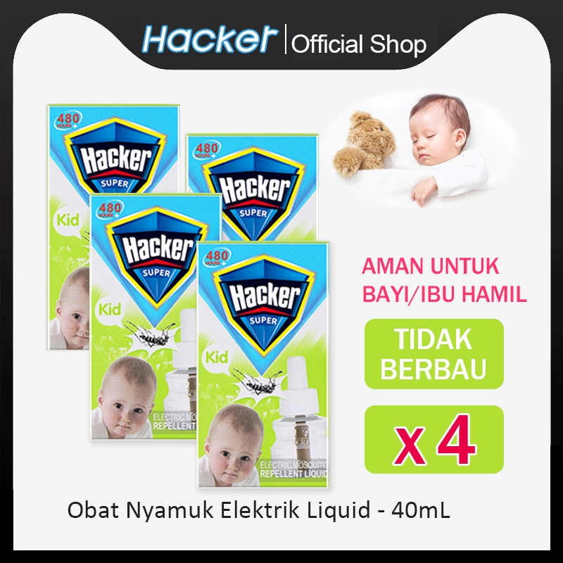 4pcs Refill Obat Nyamuk Elektrik Liquid 40ML Hacker Original