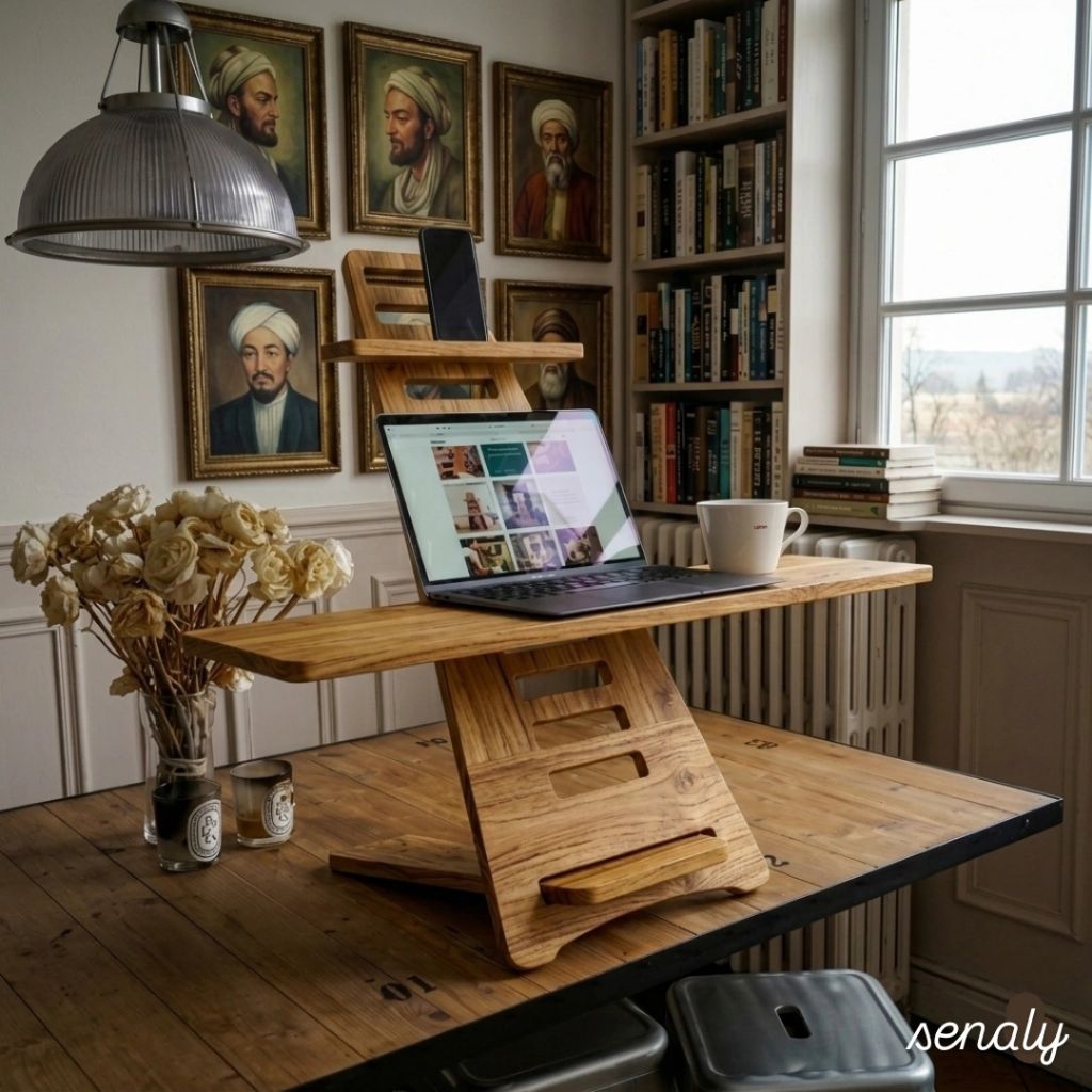 Stand Laptop Portable Bongkar Pasang Kayu Jati Asli - senaly -