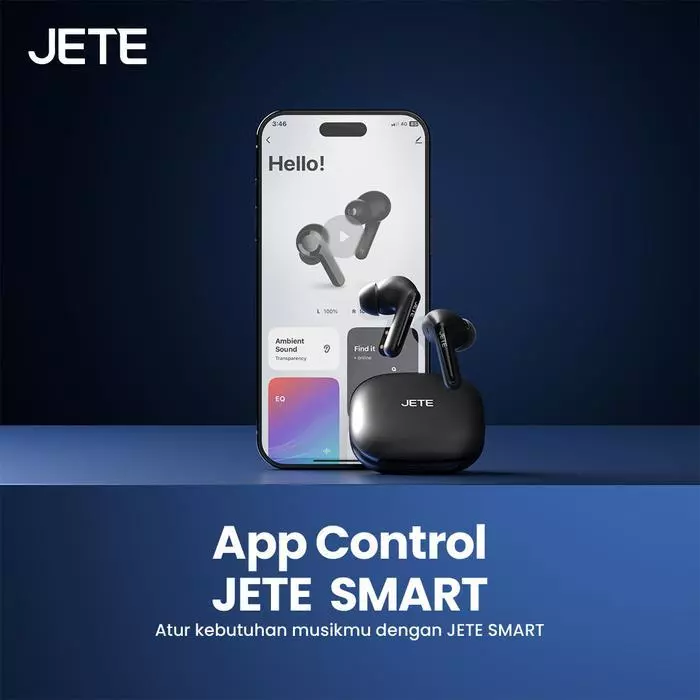 TWS JETE TS1 Headset Bluetooth V6.0 ANC NOISE CANCELLING IPX4 Super Bass Wireless Earphone Gaming mode ENC 4 Mic Type C charging (RTL) - Gambar 2