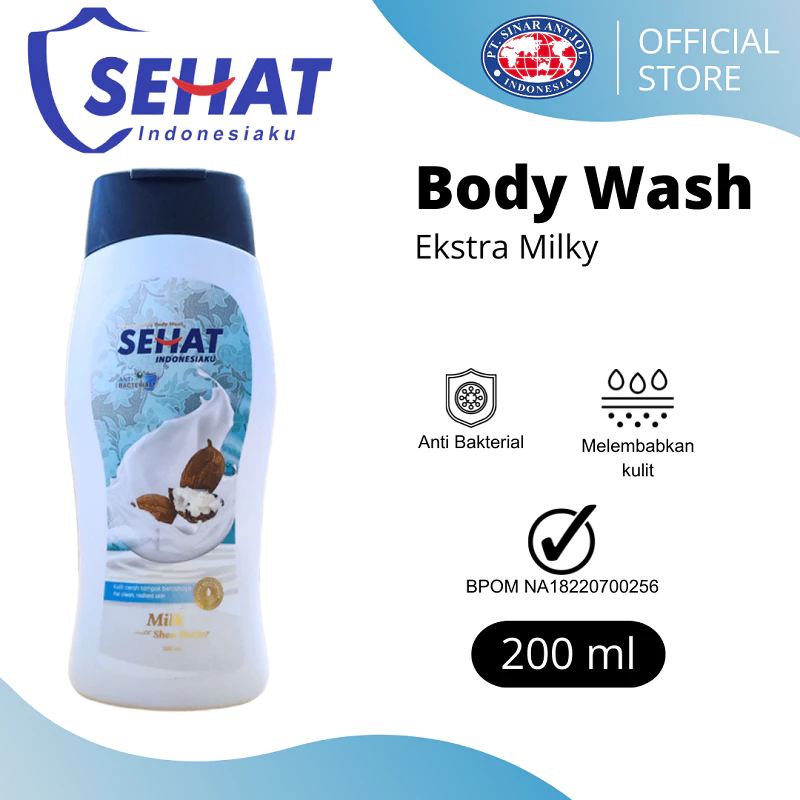 Sehat Bodywash Sabun Cair 200ml Fresh Milk Botol Hitam - Gambar 2
