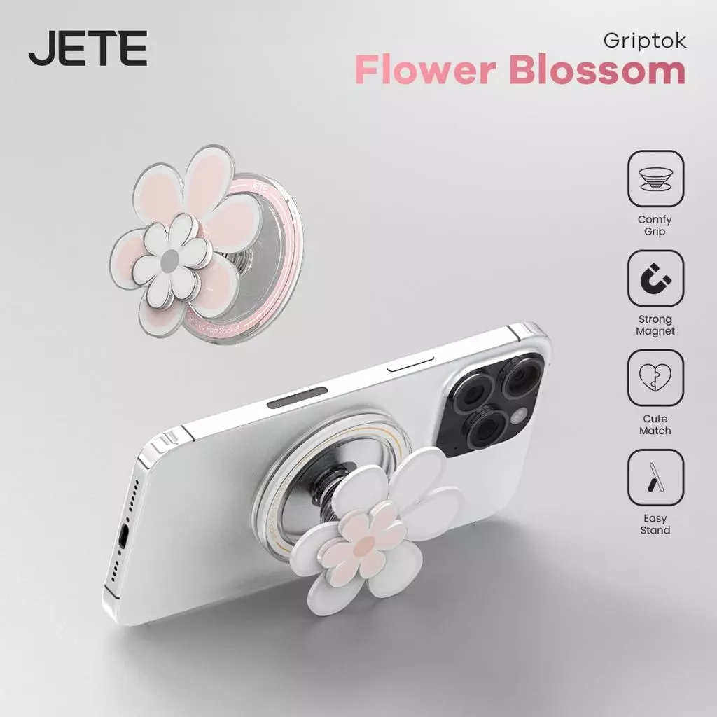 Griptok JETE Socket Pop Flower Blossom Magnetic Socket Handphone Universal Ring HP Stand Holder 60° Phone Grip Holder Iring Stand For Android For iPhone X XR 11 12 14 15 16 17
