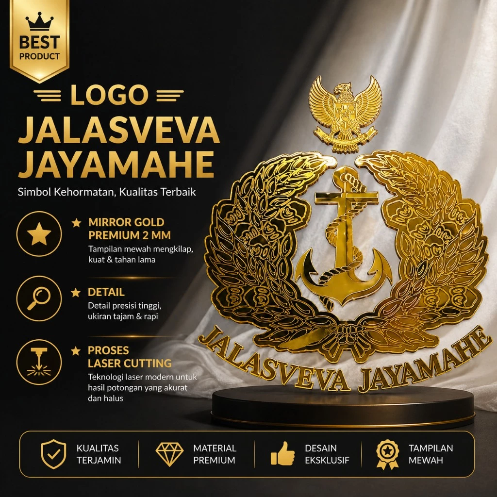logo akrilik jalasveva jayamahe custom - bahan mahar