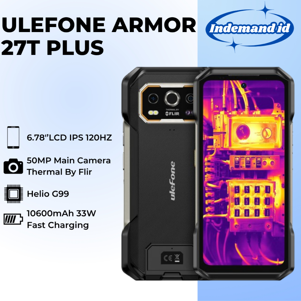 Ulefone Armor 27T Plus 6.78"LCD IPS 120HZ Helio G99 12GB 256GB 10600mAh 33W 50MP Main Thermal By Flir