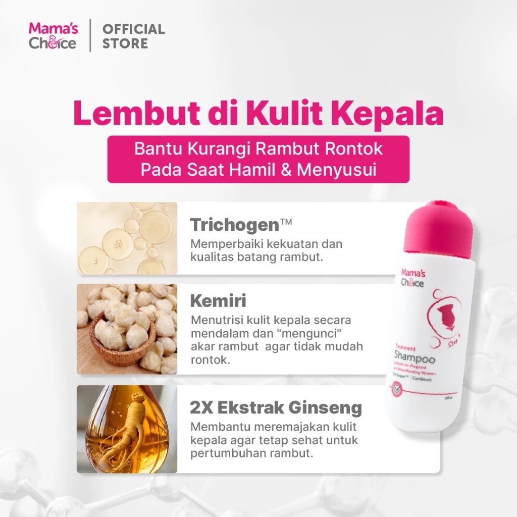 Shampo Rambut Rontok Mama's Choice Treatment Shampoo 200 ml (Perawatan Rambut Rontok Ibu Hamil & Menyusui) - Gambar 2