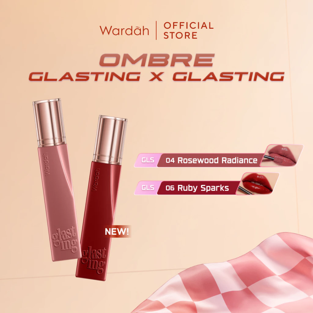 WARDAH Ombre Glasting Liquid Lip + Matte Lip Cream -Lip-Stain-Lipgloss-Lipstik-Lip Matte-Lipcream-Lip Cream- Glossy Longlasting Waterproof Tahan Lama - Glaze Lip - Liptint Anak Sekolah - Makeup