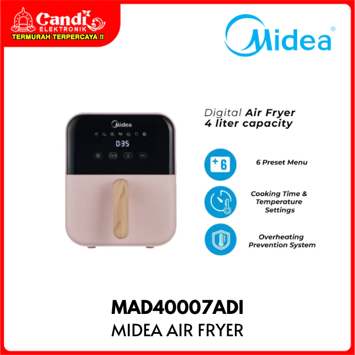 MIDEA Digital Touch Air Fryer 4 Liter Low Watt Pink MAD40007ADI - Gambar 2