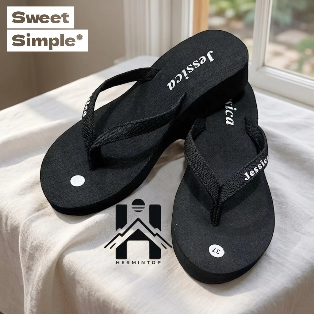 Sandal Wanita Tebal Hitam Marun Coklat Jessica