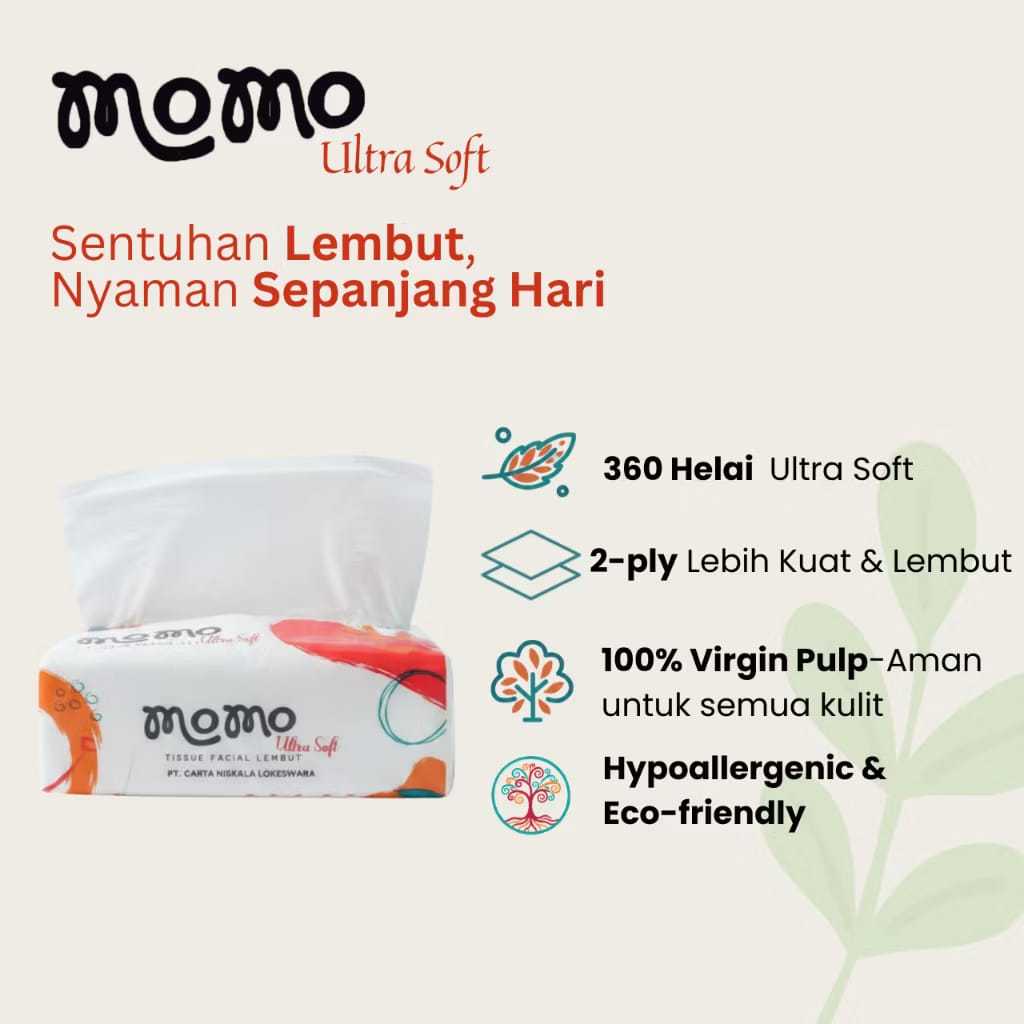 [ Paket ] Tisu Tissue Momo Tissue Facial Lembut 360 Helai 2 Ply PROMO !!! - Gambar 3