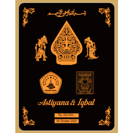 set akrilik logo setia hati PSHT gunungan wayang mirror gold - Gambar 2