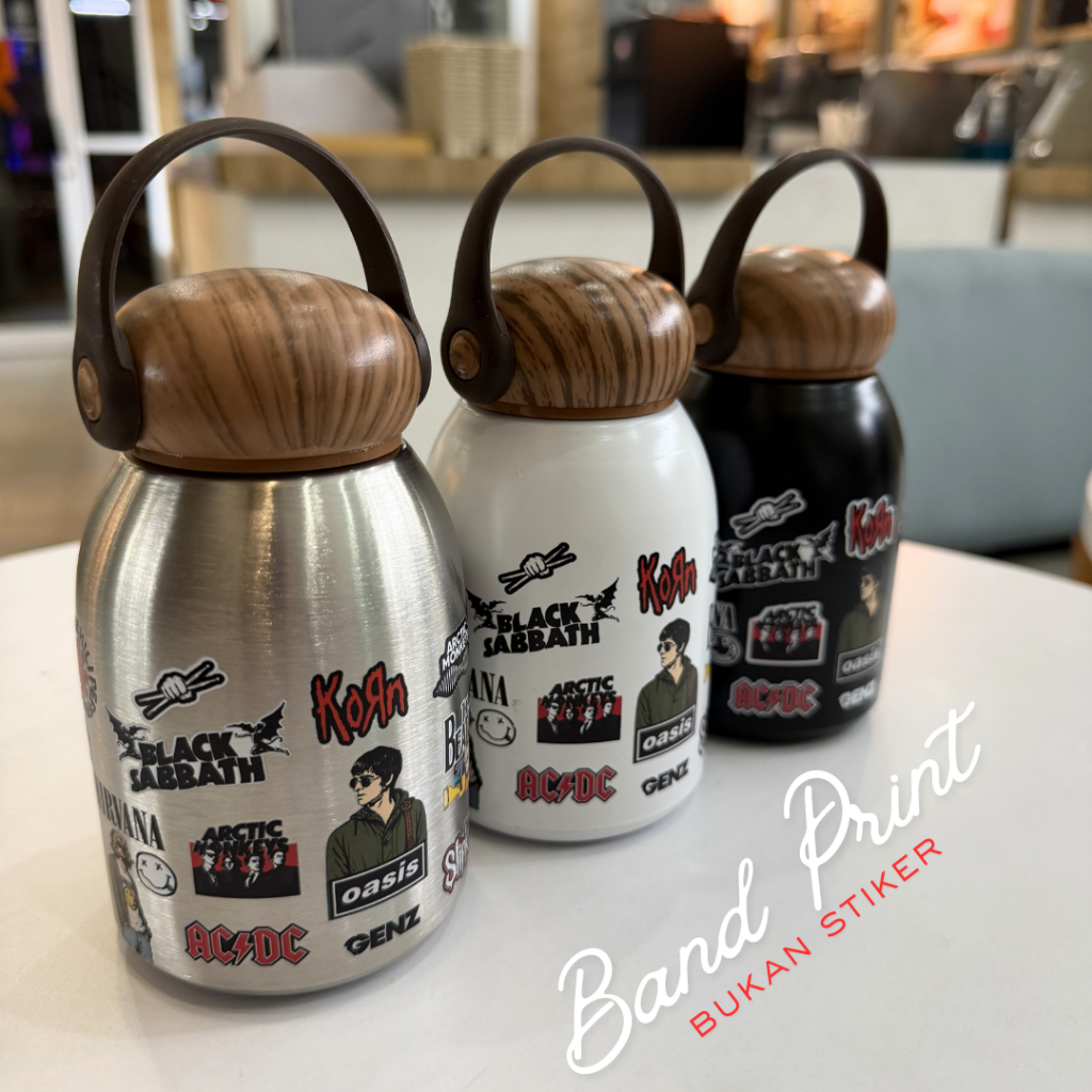 Termos Aesthetic Mushroom Band Mini MUG 280ML - Premium Stainless Steel Tutup Motif Kayu 280ml foto 3