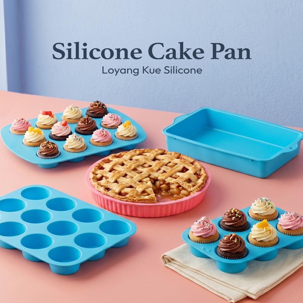 Cetakan Kue Loyang Baking Silikon Anti Lengket Tahan Panas - Cetakan Muffin Cupcake Brownis Pizza