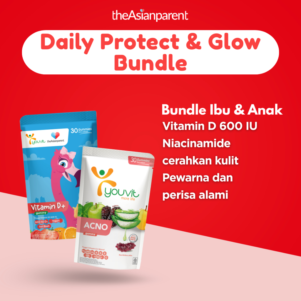 Bundle Vitamin D+ Kids Youvit x theAsianparent + Niacinamide AcNO 30 Days / Daily Protect & Glow Bundling Vitamin Ibu Anak