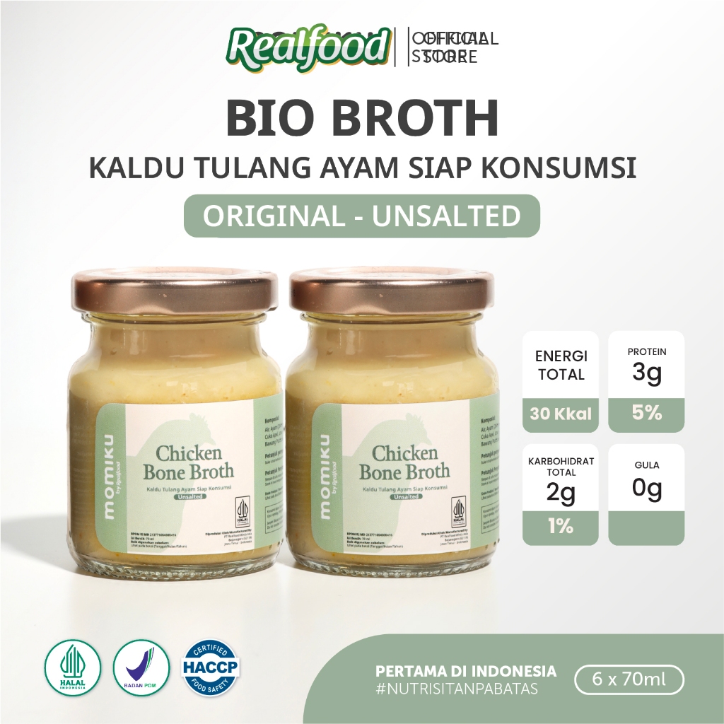 Realfood Chicken Bone Broth Unsalted / Kaldu Tulang Ayam Siap Konsumsi / Bone Broth untuk Dewasa dan Lansia / Collagen / Glutamic Acid / Sendi / Tulang / Daya Ingat / Gut Barrier / Unsalted / Rendah Garam / Low Sodium - Gambar 3