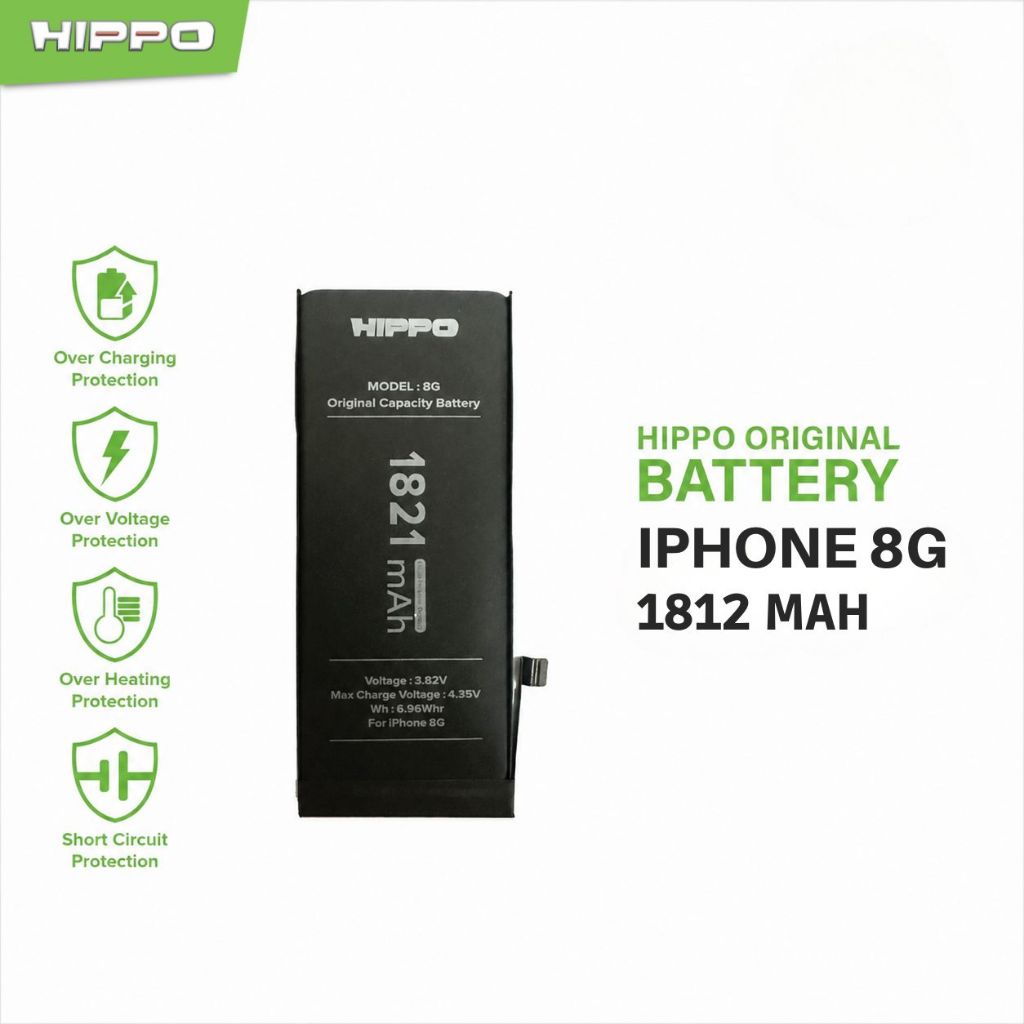 Hippo Baterai Baterry 100% ORI iPhone 8 1821Mah Original Cell Original Batere Premium Batu Batre Batrai Handphone Garansi Resmi
