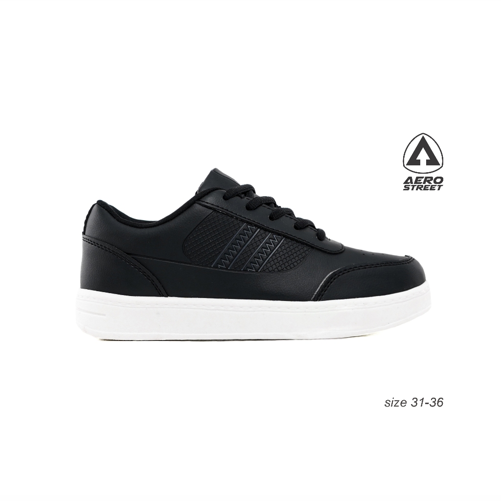 Aerostreet 31-36 Airstrike Putih Hitam Hitam - Sepatu Sneaker Casual Sekolah