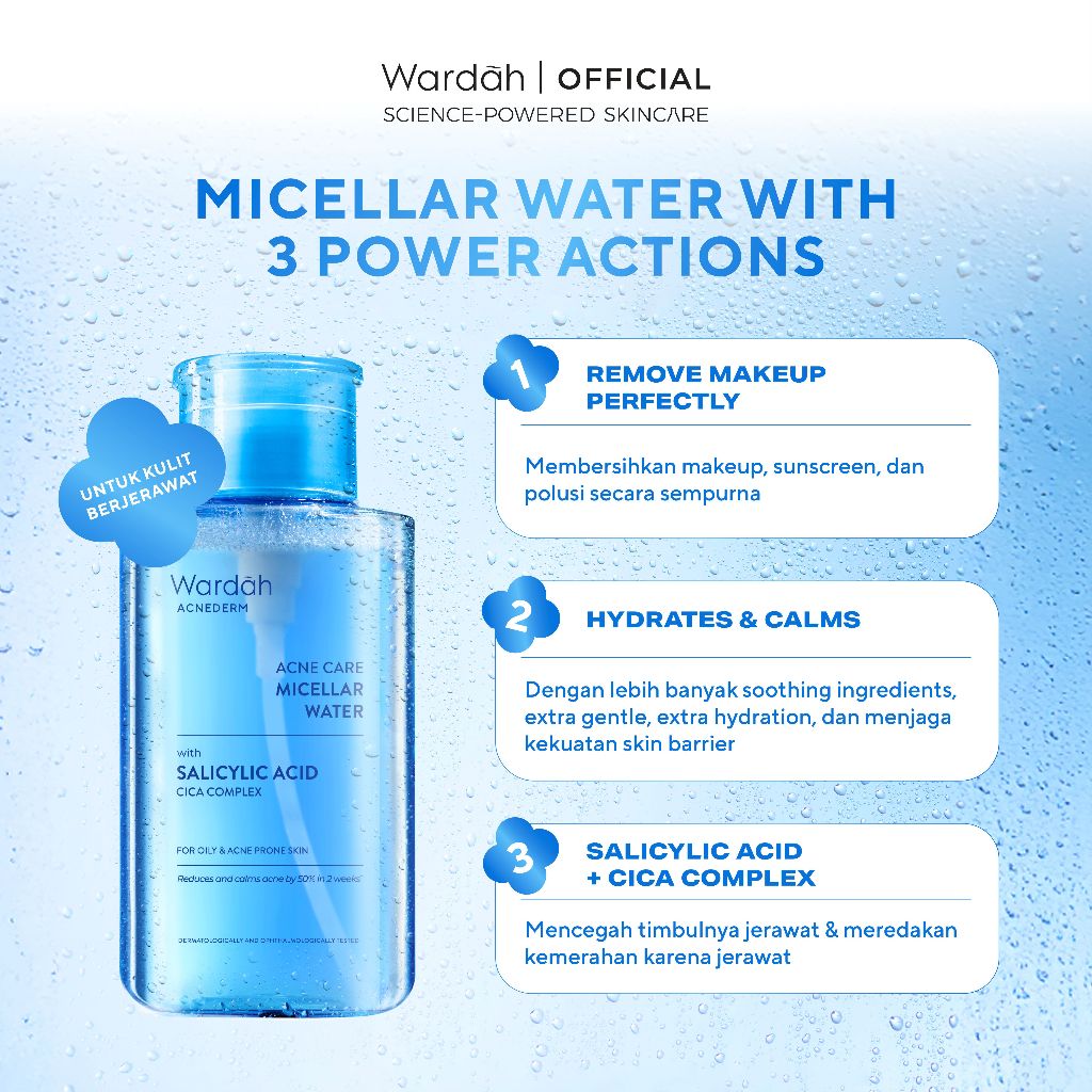 Wardah Acnederm Acne Care Micellar Water - Efektif - 50% Tanda Jerawat Berkurang - Skincare - Gambar 4