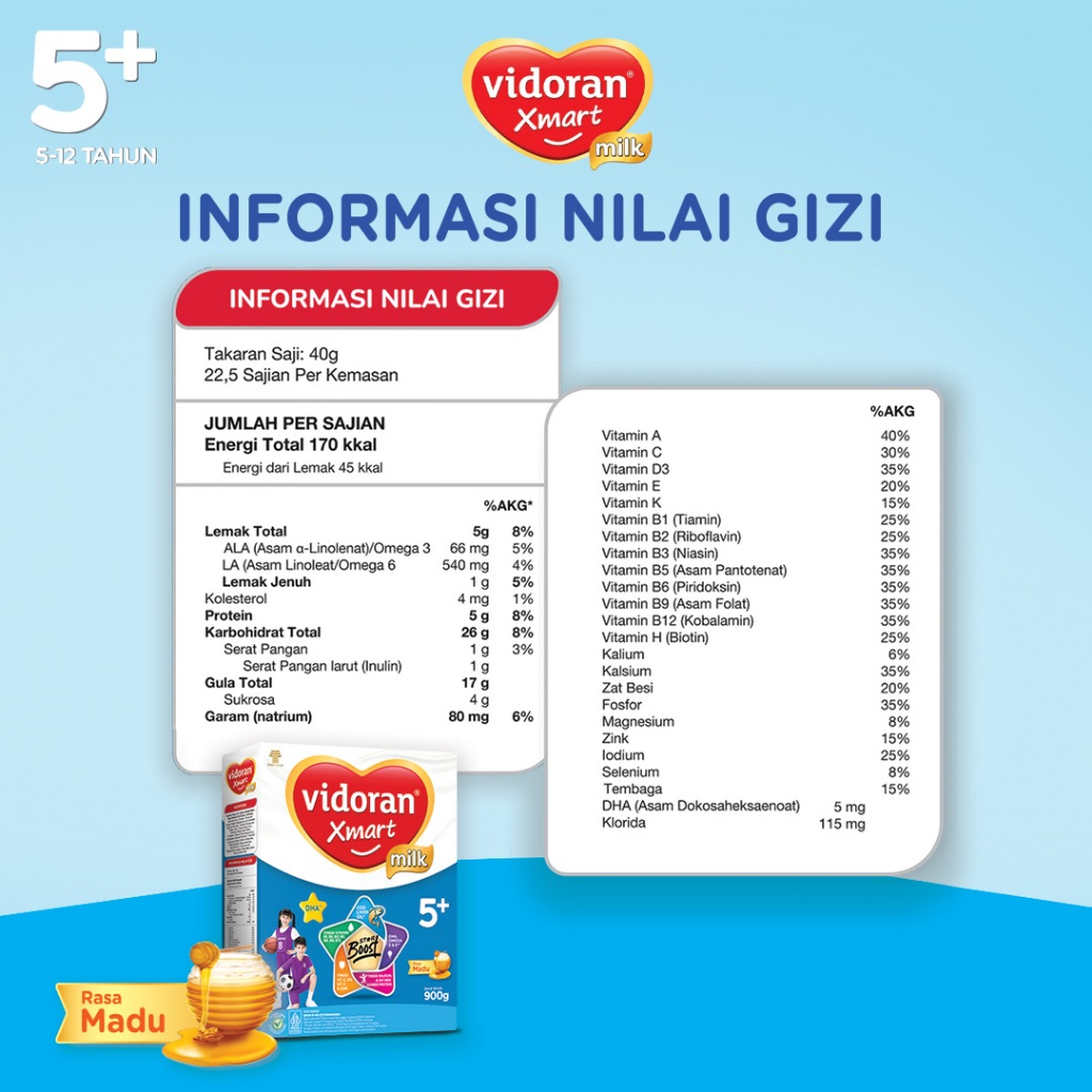 vidoran Xmart 5+ All Variant 700gr Susu Formula Pertumbuhan Anak 5-12 Tahun - 2 box (Exp : 02.2027) - Gambar 4