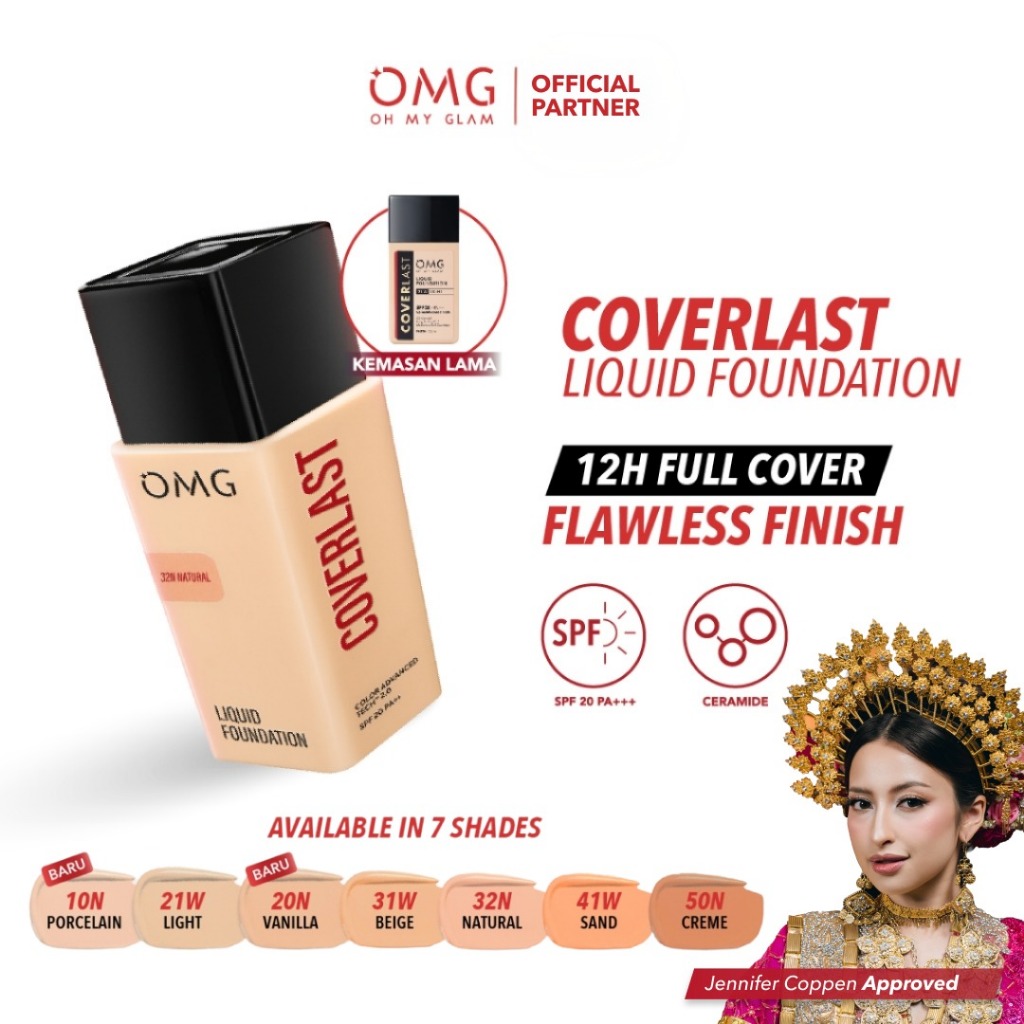 OMG Oh My Glam Coverlast Liquid Foundation - Alas Bedak / Merah Jingga Official - Gambar 2