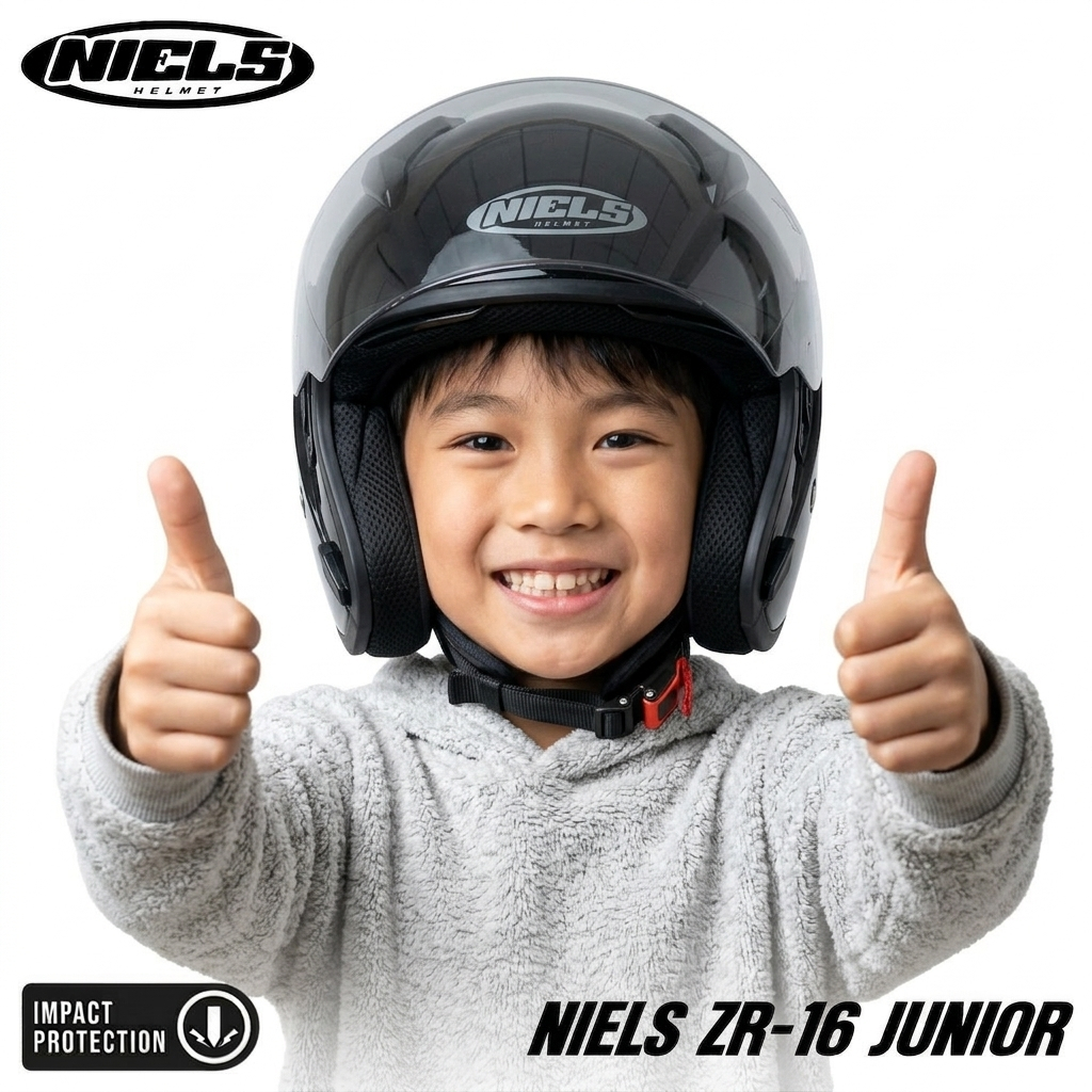 NIELS - Helm Half Face ZR16 Junior Untuk Anak 2 - 8 Tahun SNI Motorcycle - Gambar 4