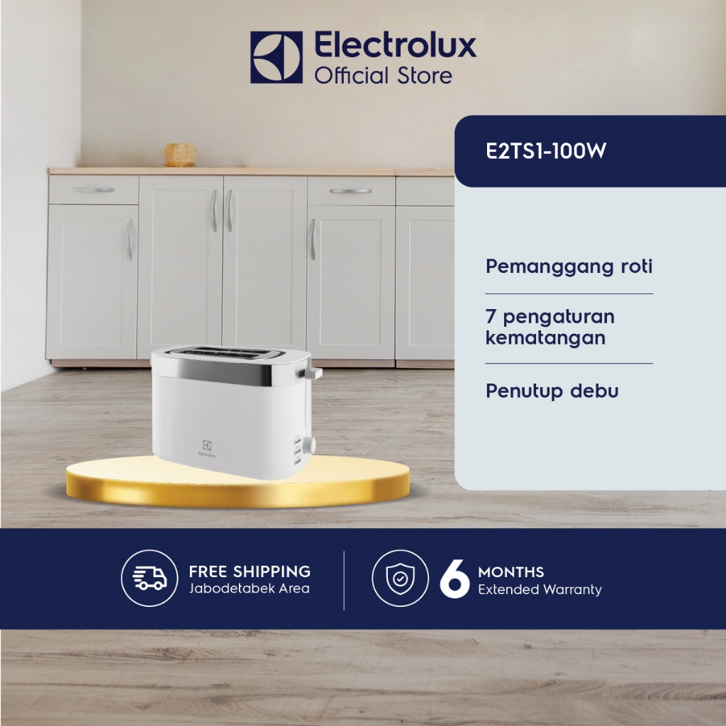 Electrolux Toaster  Pemanggang roti 7 pengaturan kematangan Penutup debu  E2TS1-100W