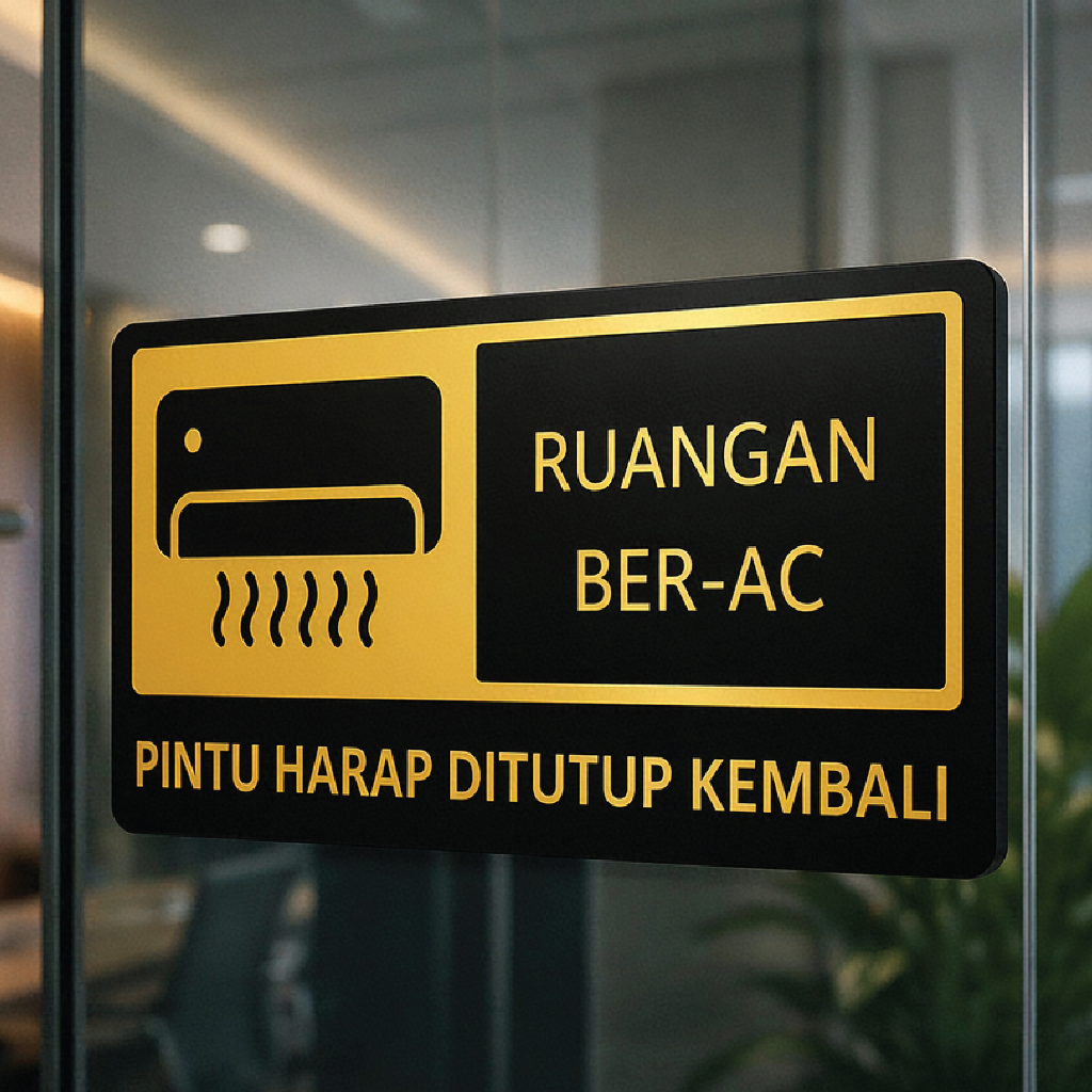 Sign Tanda Ruang ber AC harap tutup kembali akrilik timbul - Gambar 2