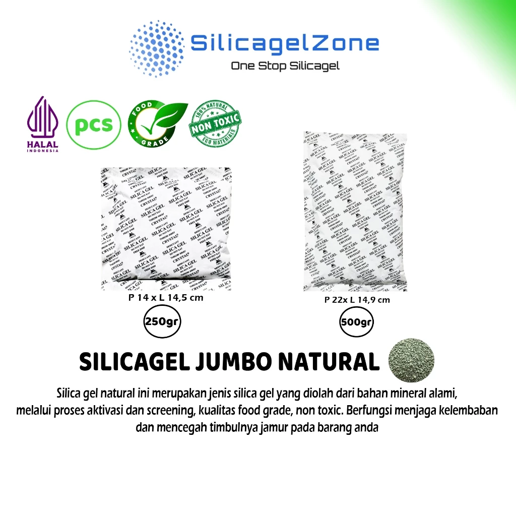 Silica Gel JUMBO NATURAL (PER SACHET 250GR 500GR) HIGH QUALITY FOOD GRADE