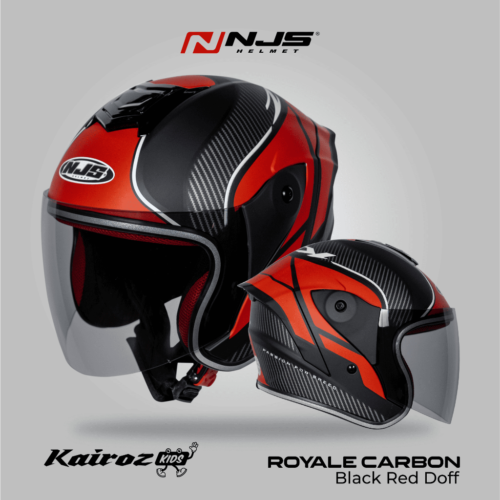 NJS Kairoz Kids Royale Carbon (FREE Mainan Anak) - Helm Anak Half Face / Helm Anak / Kairoz Anak / Helm Anak Motif / Kairoz Anak Motif / NJS ORI / SNI - Gambar 2